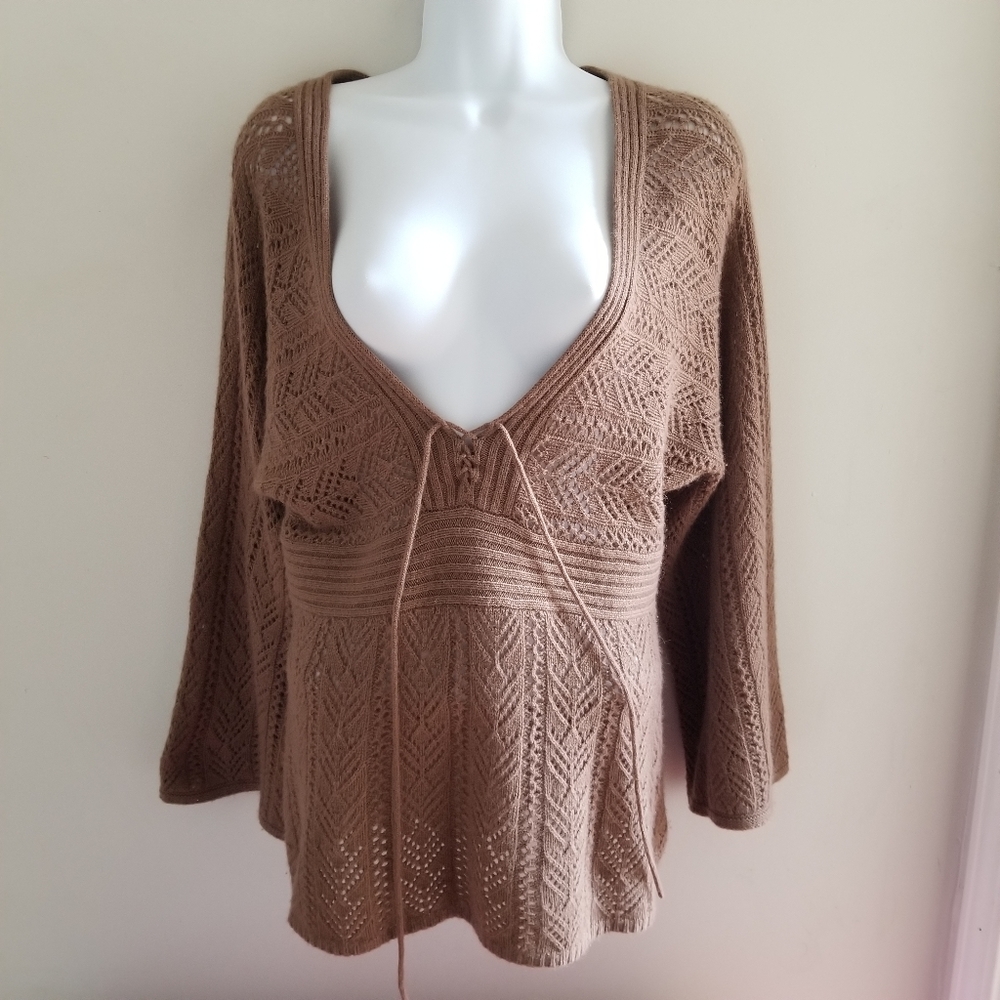 Cashmere Lace Up Sweater Top